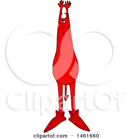 Clipart of a Chubby Red Devil Stretching - Royalty Free Vector Illustration by djart