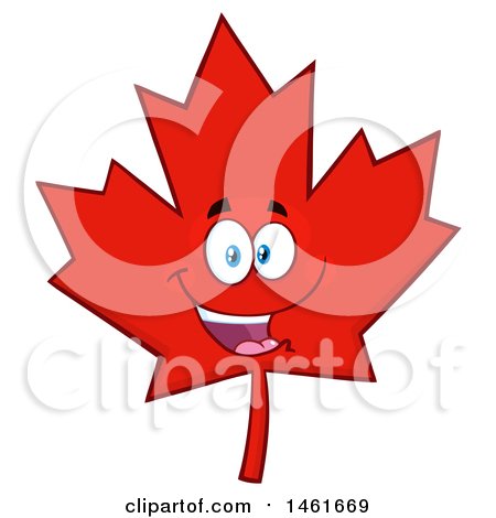 Clipart of a Red Canadian Maple Leaf Mascot Character - Royalty Free Vector Illustration by Hit Toon