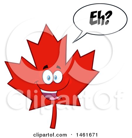 Clipart of a Talking Red Canadian Maple Leaf Mascot Character Saying Eh - Royalty Free Vector Illustration by Hit Toon