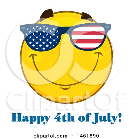 Clipart of a Emoji Smiley Face Wearing American Flag Sunglasses - Royalty Free Vector Illustration by Hit Toon