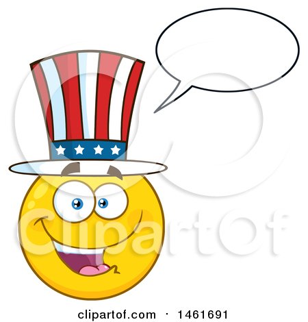 Clipart of a Talking Emoji Smiley Face Uncle Sam Wearing a Top Hat - Royalty Free Vector Illustration by Hit Toon