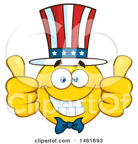 Clipart of a Emoji Smiley Face Uncle Sam Giving Two Thumbs up - Royalty Free Vector Illustration by Hit Toon