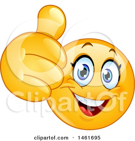 Clipart of a Female Emoji Giving a Thumb up - Royalty Free Vector Illustration by yayayoyo