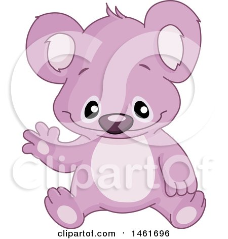 Clipart of a Purple Baby Koala Sitting and Waving - Royalty Free Vector Illustration by yayayoyo
