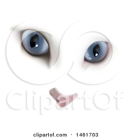Clipart of a White Cats Face - Royalty Free Vector Illustration by dero