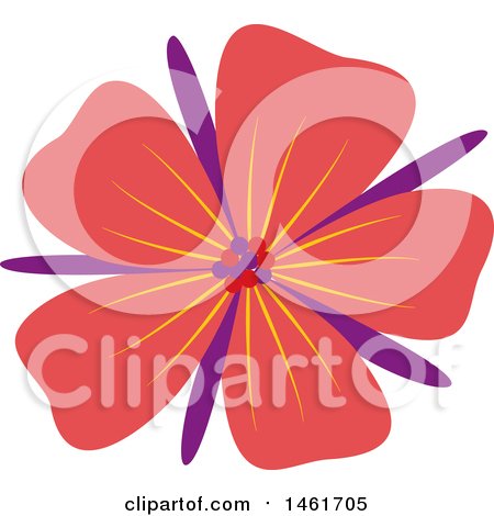 Clipart of a Red Flower - Royalty Free Vector Illustration by Cherie Reve