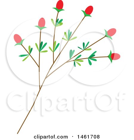 Clipart of a Plant with Red Buds - Royalty Free Vector Illustration by Cherie Reve