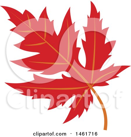 Clipart of a Red Autumn Maple Leaf - Royalty Free Vector Illustration by Cherie Reve