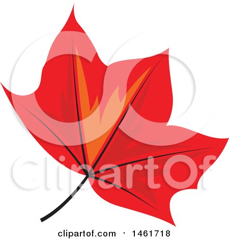 Clipart of a Red Autumn Maple Leaf - Royalty Free Vector Illustration by Cherie Reve