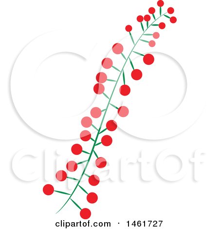 Clipart of a Branch with Red Berries - Royalty Free Vector Illustration by Cherie Reve