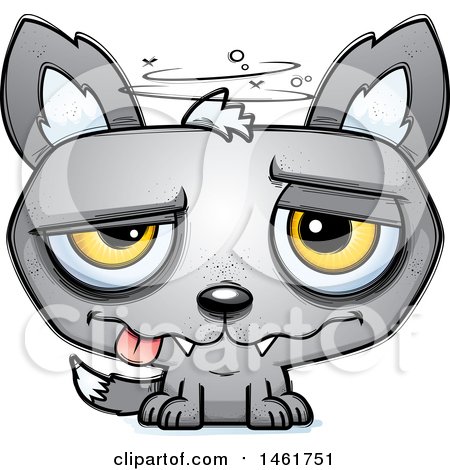 Clipart of a Cartoon Dizzy Evil Wolf - Royalty Free Vector Illustration by Cory Thoman