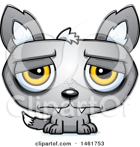Clipart of a Cartoon Sad Evil Wolf - Royalty Free Vector Illustration by Cory Thoman