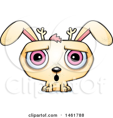 Clipart of a Cartoon Surprised Evil Jackalope - Royalty Free Vector Illustration by Cory Thoman