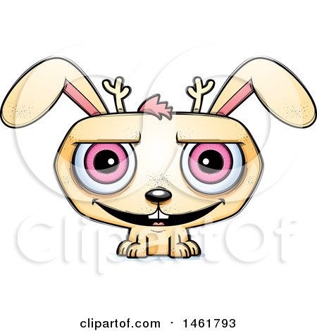 Clipart of a Cartoon Grinning Evil Jackalope - Royalty Free Vector Illustration by Cory Thoman