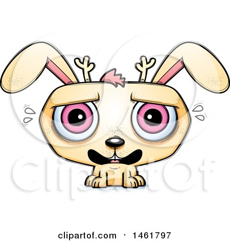 Clipart of a Cartoon Scared Evil Jackalope - Royalty Free Vector Illustration by Cory Thoman