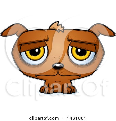 Clipart of a Cartoon Sad Evil Puppy Dog - Royalty Free Vector Illustration by Cory Thoman