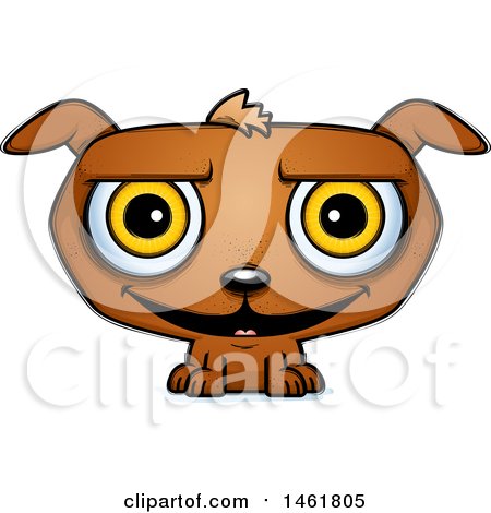 Clipart of a Cartoon Grinning Evil Puppy Dog - Royalty Free Vector Illustration by Cory Thoman