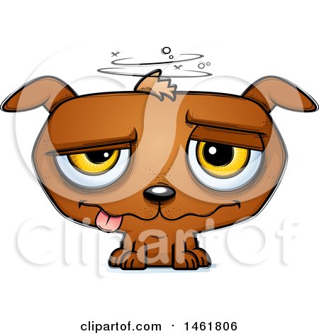 Clipart of a Cartoon Evil Drunk Puppy Dog - Royalty Free Vector Illustration by Cory Thoman