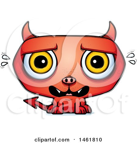 Clipart of a Cartoon Scared Evil Devil - Royalty Free Vector Illustration by Cory Thoman