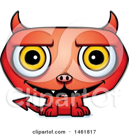 Clipart of a Cartoon Grinning Evil Devil - Royalty Free Vector Illustration by Cory Thoman