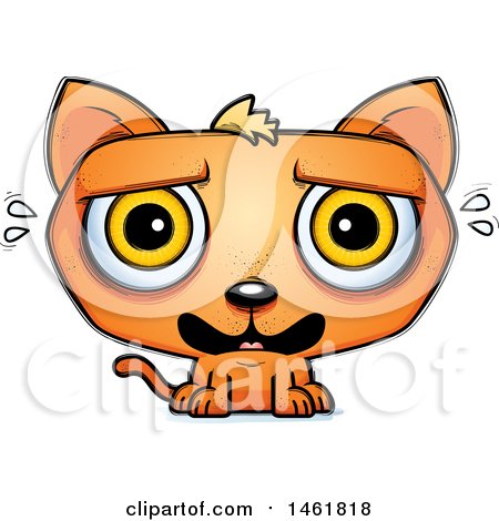 Clipart of a Cartoon Scared Evil Orange Cat - Royalty Free Vector Illustration by Cory Thoman