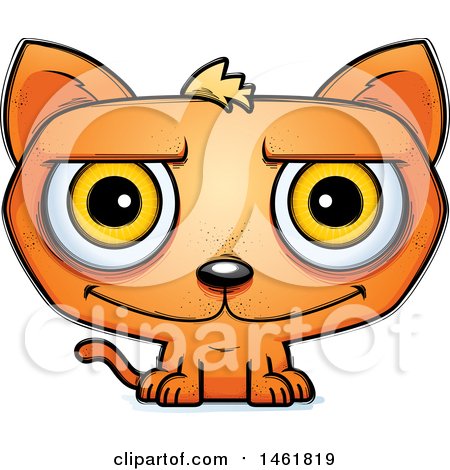 Clipart of a Cartoon Happy Evil Orange Cat - Royalty Free Vector Illustration by Cory Thoman