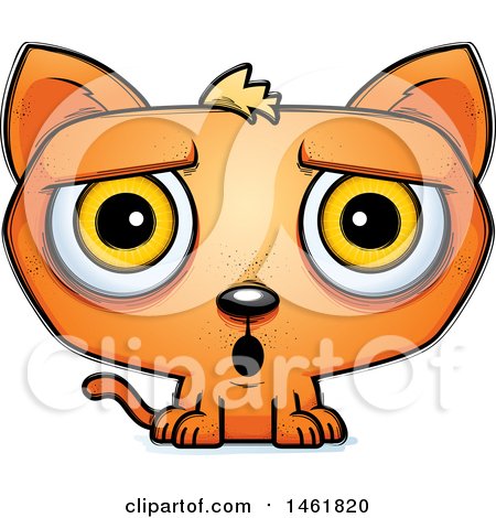 Clipart of a Cartoon Surprised Evil Orange Cat - Royalty Free Vector Illustration by Cory Thoman