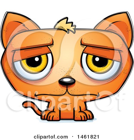 Clipart of a Cartoon Sad Evil Orange Cat - Royalty Free Vector Illustration by Cory Thoman