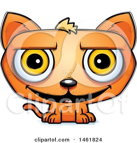 Clipart of a Cartoon Grinning Evil Orange Cat - Royalty Free Vector Illustration by Cory Thoman