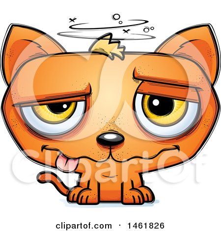 Clipart of a Cartoon Drunk Evil Orange Cat - Royalty Free Vector Illustration by Cory Thoman