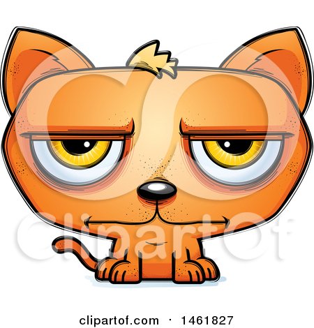 Clipart of a Cartoon Bored Evil Orange Cat - Royalty Free Vector Illustration by Cory Thoman