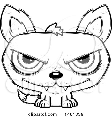 Clipart of a Cartoon Outline Evil Wolf - Royalty Free Vector Illustration by Cory Thoman