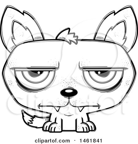 Clipart of a Cartoon Outline Bored Evil Wolf - Royalty Free Vector Illustration by Cory Thoman