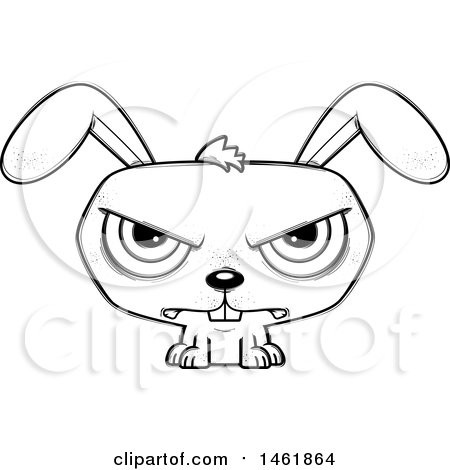 Clipart of a Cartoon Lineart Mad Evil Bunny Rabbit - Royalty Free Vector Illustration by Cory Thoman