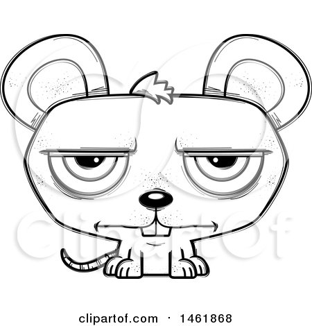 Clipart of a Cartoon Lineart Bored Evil Mouse - Royalty Free Vector Illustration by Cory Thoman