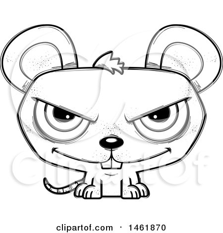 Clipart of a Cartoon Lineart Evil Mouse - Royalty Free Vector Illustration by Cory Thoman