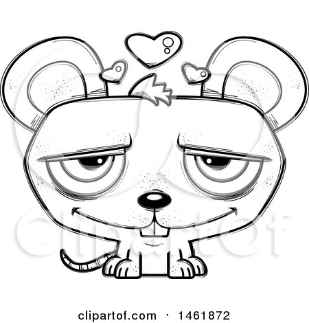 Clipart of a Cartoon Lineart Loving Evil Mouse - Royalty Free Vector Illustration by Cory Thoman