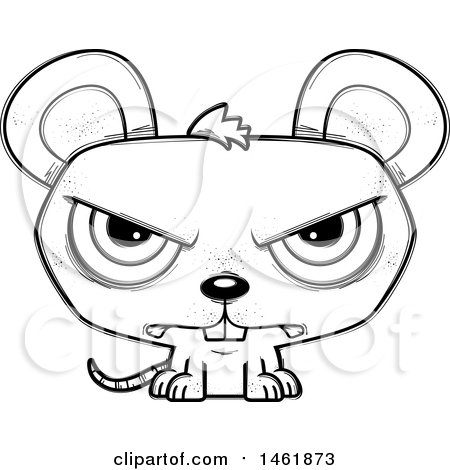 Clipart of a Cartoon Lineart Mad Evil Mouse - Royalty Free Vector Illustration by Cory Thoman