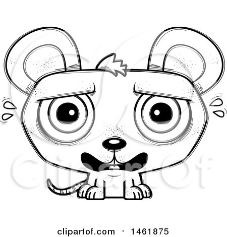 Clipart of a Cartoon Lineart Scared Evil Mouse - Royalty Free Vector Illustration by Cory Thoman