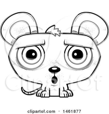 Clipart of a Cartoon Lineart Surprised Evil Mouse - Royalty Free Vector Illustration by Cory Thoman