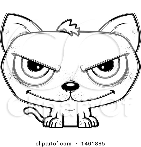 Clipart of a Cartoon Lineart Evil Cat - Royalty Free Vector Illustration by Cory Thoman