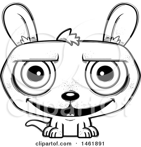 Clipart of a Cartoon Lineart Grinning Evil Kangaroo - Royalty Free Vector Illustration by Cory Thoman