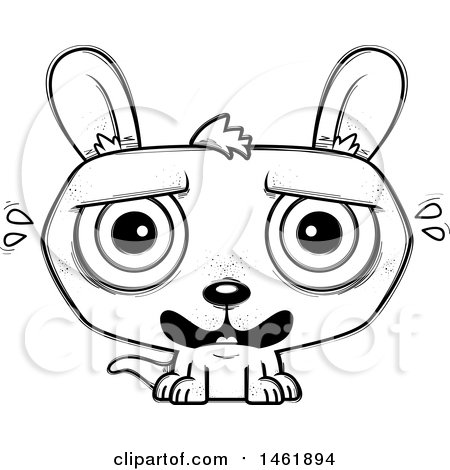 Clipart of a Cartoon Lineart Scared Evil Kangaroo - Royalty Free Vector Illustration by Cory Thoman