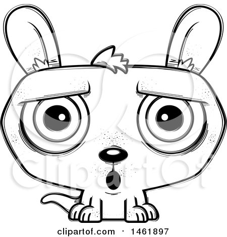 Clipart of a Cartoon Lineart Surprised Evil Kangaroo - Royalty Free Vector Illustration by Cory Thoman