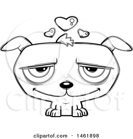 Clipart of a Cartoon Lineart Loving Evil Puppy Dog - Royalty Free Vector Illustration by Cory Thoman