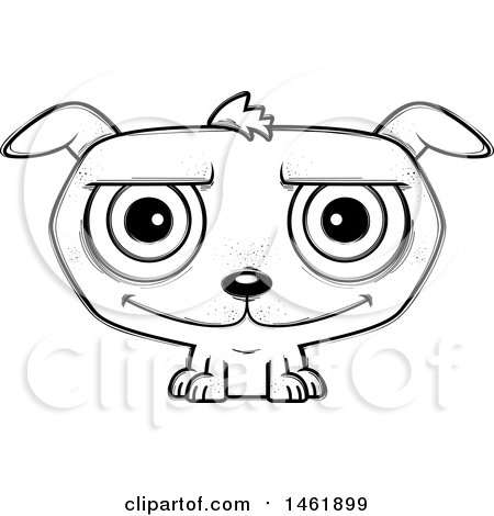 Clipart of a Cartoon Lineart Happy Evil Puppy Dog - Royalty Free Vector Illustration by Cory Thoman