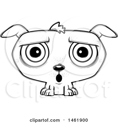 Clipart of a Cartoon Lineart Surprised Evil Puppy Dog - Royalty Free Vector Illustration by Cory Thoman