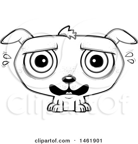 Clipart of a Cartoon Lineart Scared Evil Puppy Dog - Royalty Free Vector Illustration by Cory Thoman