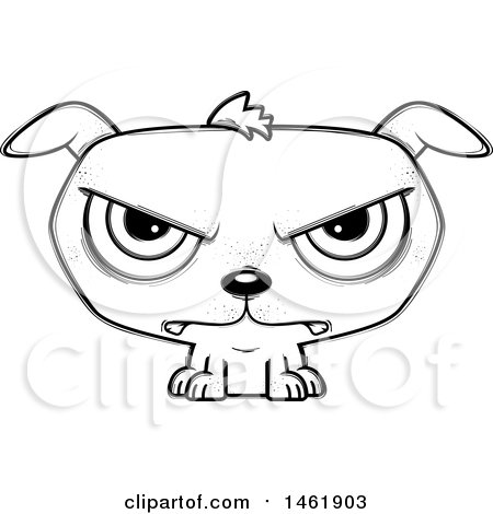 Clipart of a Cartoon Lineart Mad Evil Puppy Dog - Royalty Free Vector Illustration by Cory Thoman