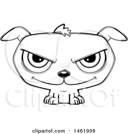 Clipart of a Cartoon Lineart Evil Puppy Dog - Royalty Free Vector Illustration by Cory Thoman